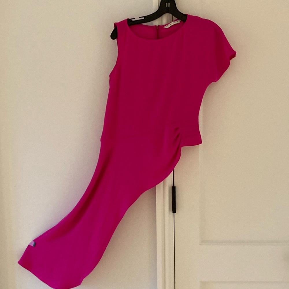Trina Turk Cheetah 2 Asymmetrical one sleeve top